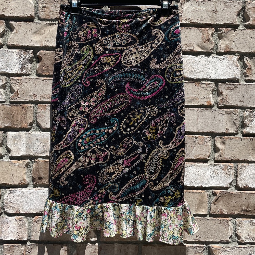 Bisou Bisou Paisley Ruffle Midi Skirt🌷